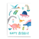 Frau Ottilie, Postkarte, *Happy Birthday* mit Dinos